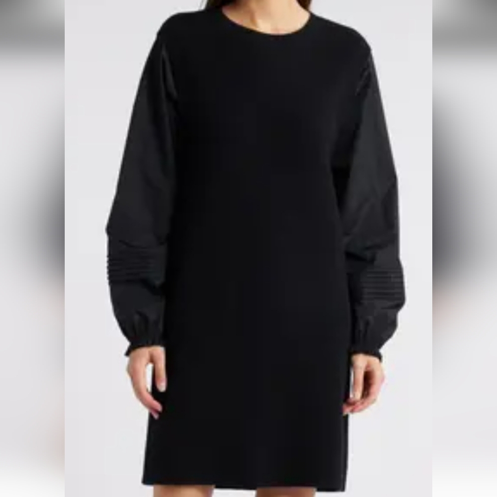 TREASURE & BOND NWT SWEATER DRESS SZ LARGE POPLIN SLEEVES